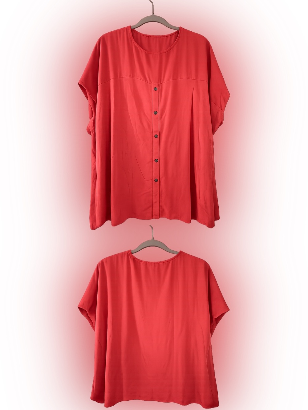 Evri Back Button Red Blouse